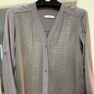 Vince crocodile pattern/texture blouse gray XXS